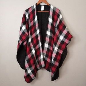 Woolrich Wrap Womens One Size Red White Black Plaid Fleece Warm Cozy